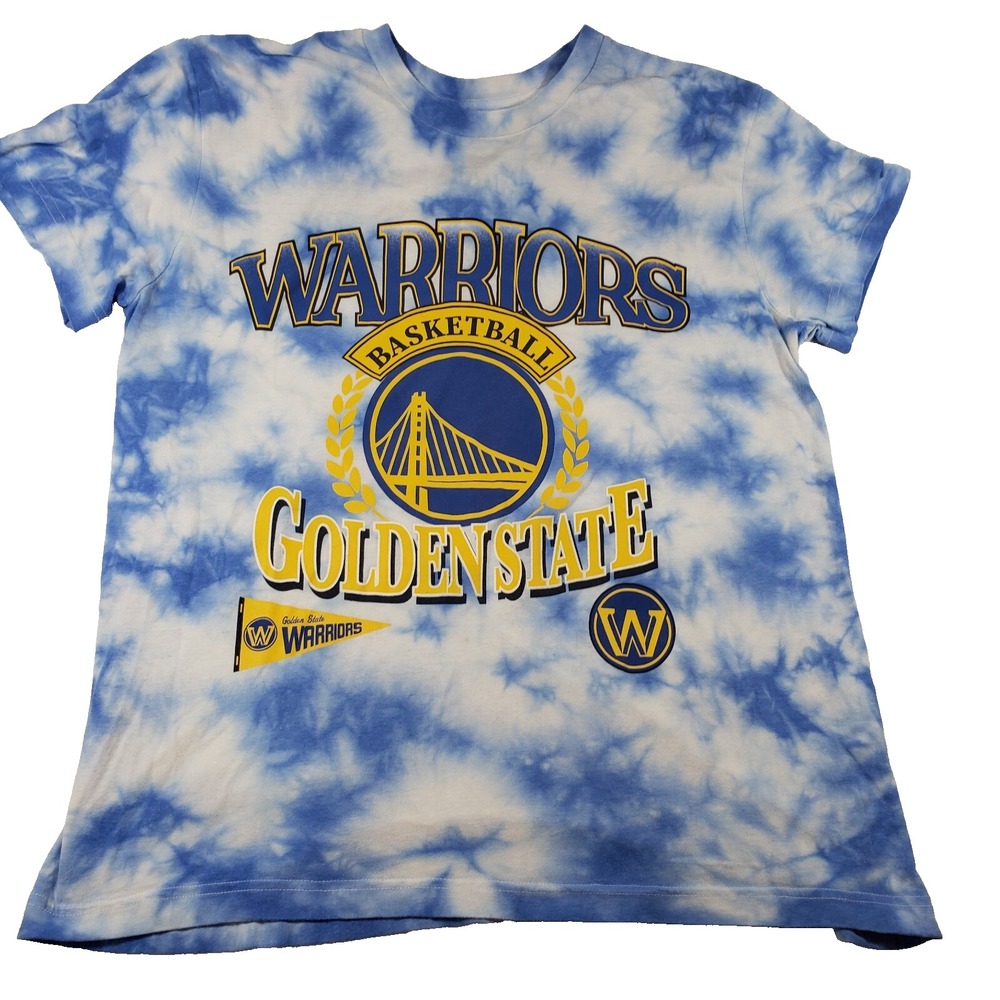 NBA Golden State Warriors Tie Dye Graphic T-Shirt Blue White Mens Large‎ L 2022